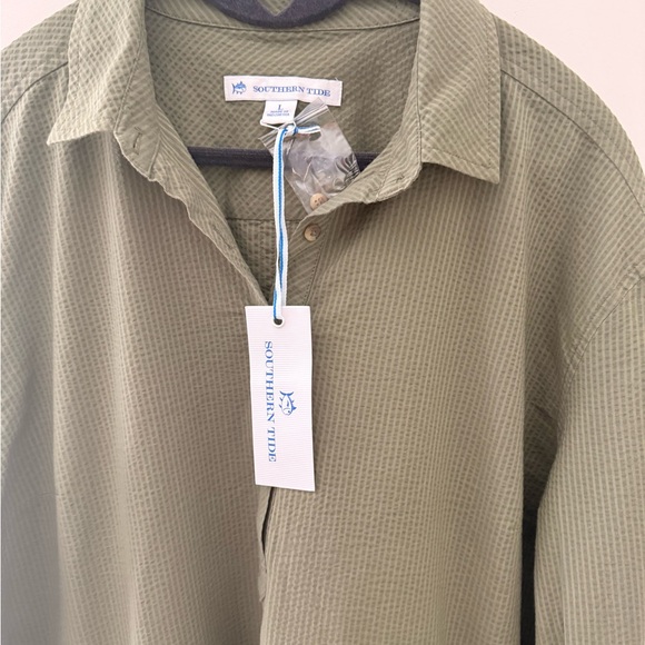 Southern Tide Olive Roll-Tab Shirt Coverup - Picture 5 of 8